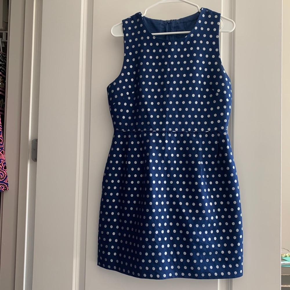 J. Crew Navy Blue Polka Dot Mini Dress